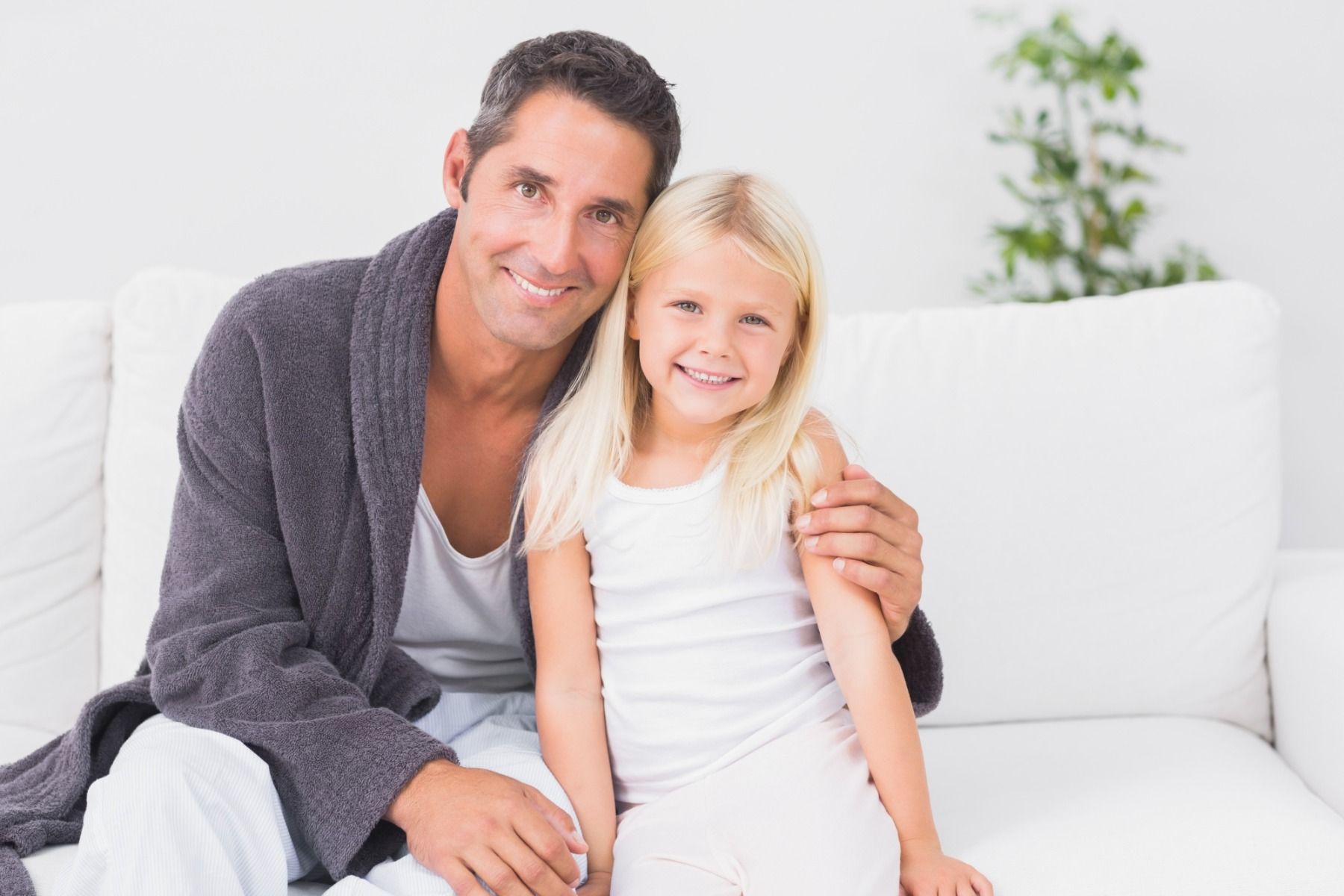 father and daughter in pyjamas