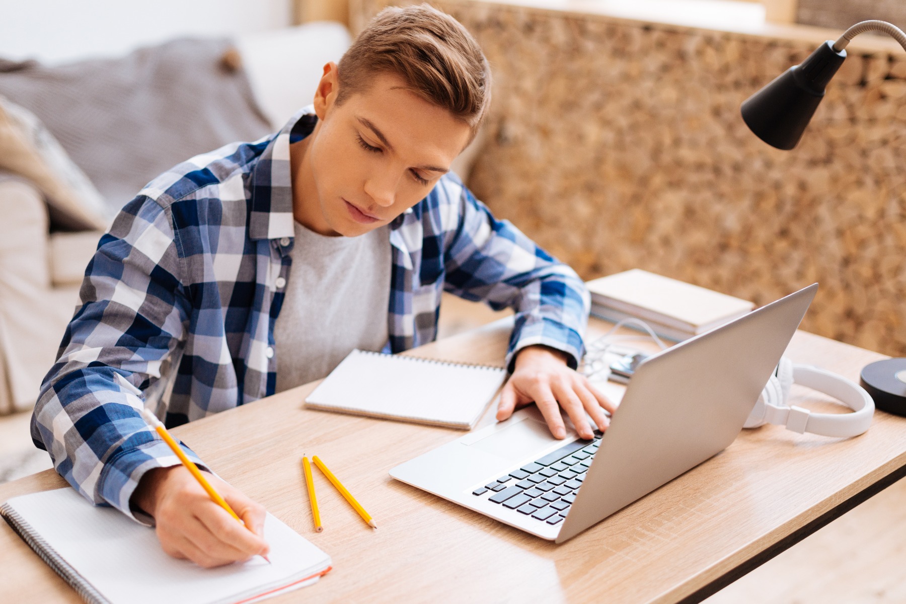 seated man working