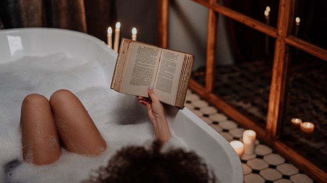 relaxing in bathtub